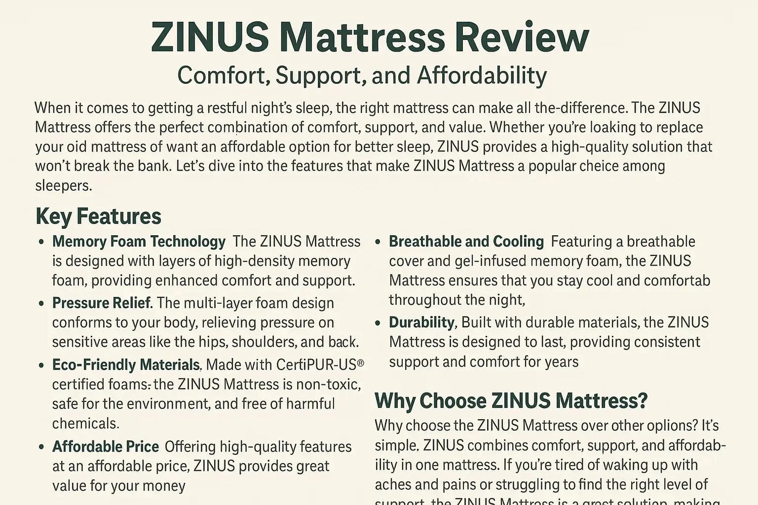 ZINUS Mattress Review image