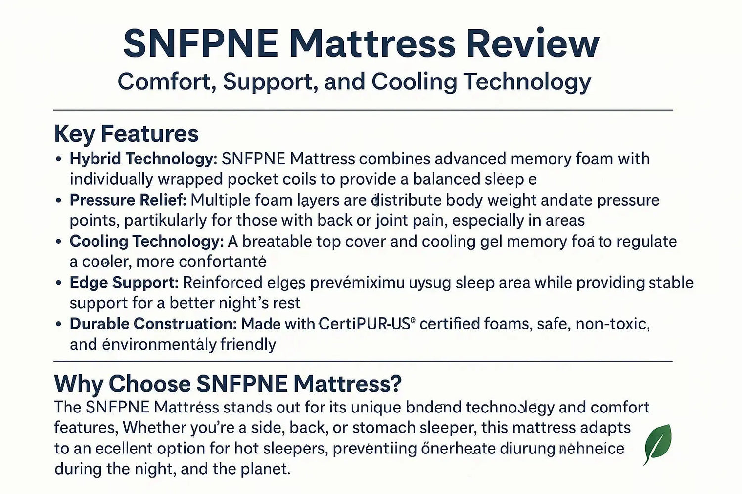 SNFPNE Mattress Review image