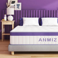 ANMIZ  Mattress, Hybrid Mattress with Gel Memory Foam, Medium Firm Mattress, Purple Mattress in a Box for Sleep Supportive & Pressure Relief - Anmiz Mattress